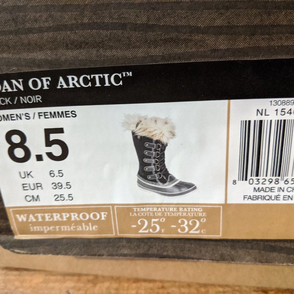 Sorel Joan of Arctic Black Waterproof Winter Boots Women 8.5 Excellent Condtion
